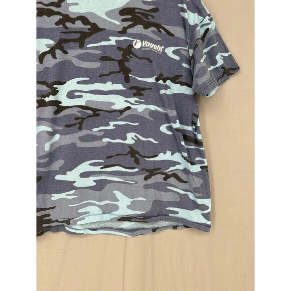 80s Vintage Shirt Mens Medium Blue Camouflage Globemaster Air Force Boeing Plane - Picture 6 of 8